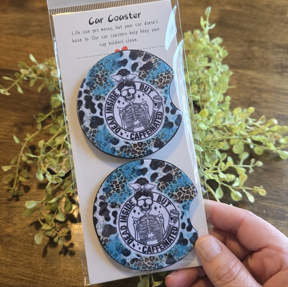Blue and Black Car Coaster Set